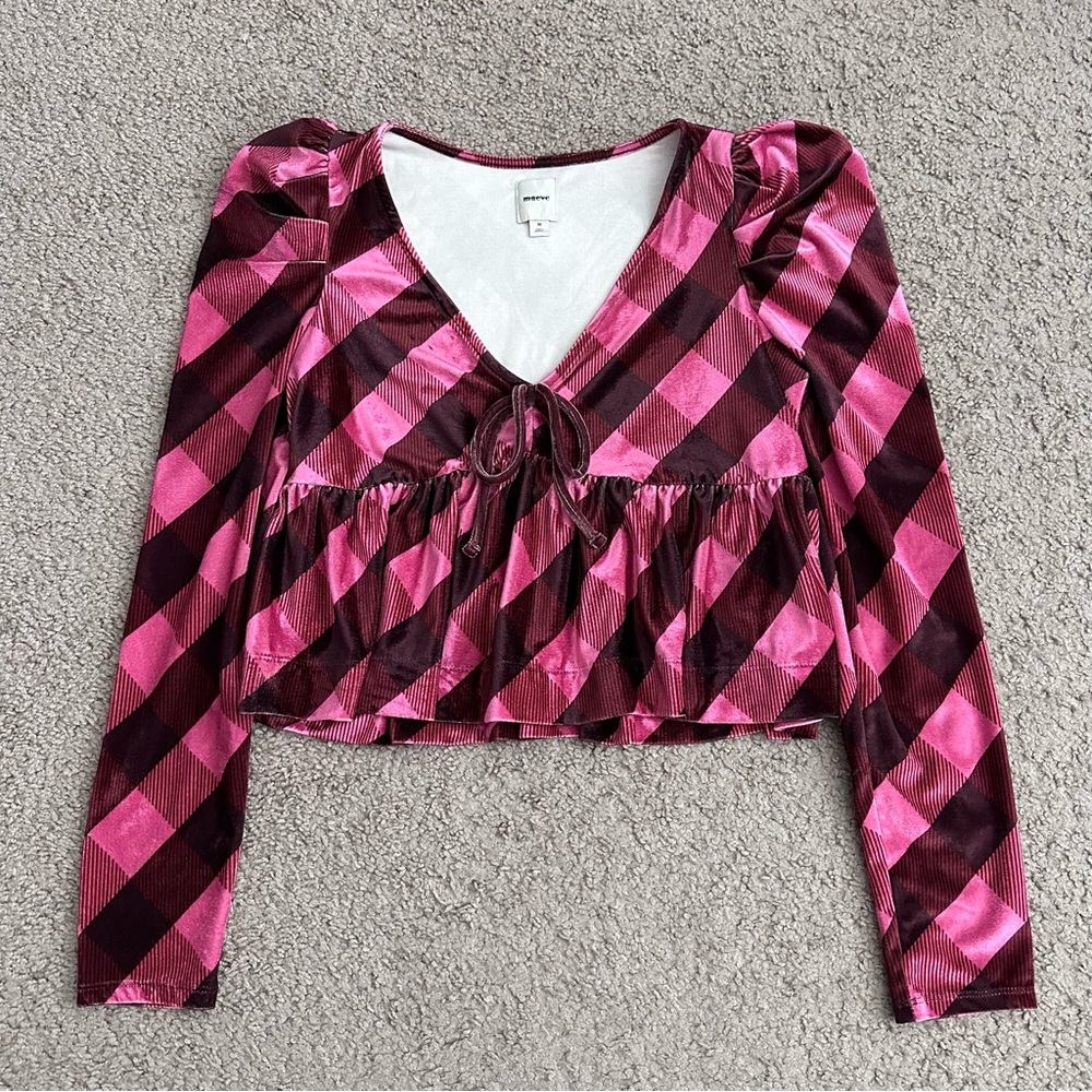 Anthropologie Maeve Velvet Babydoll Top Womens M